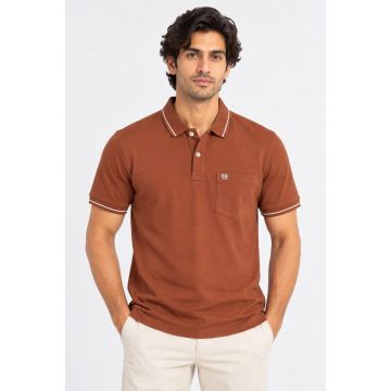 Copper Trail Cotton Matty Pocket Polo T-Shirt – Rust Brown