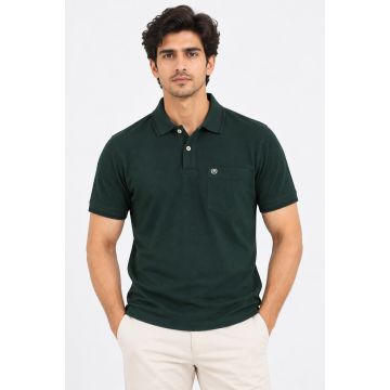 Evergreen Cotton Matty Pocket Polo T-Shirt – Forest Green