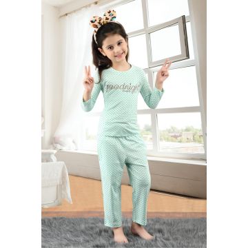 Sea green girls night suit
