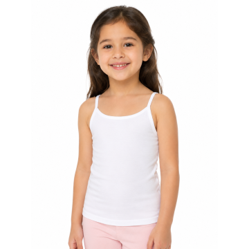 Girls Soft Cotton White Spaghetti Strap Camisole Vest Pack of 4 - Comfortable Daily Innerwear