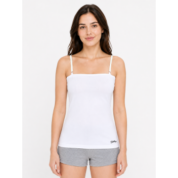 Super Combed Cotton Stretch Slim Fit Square Neck Camisole - White Pack of 2